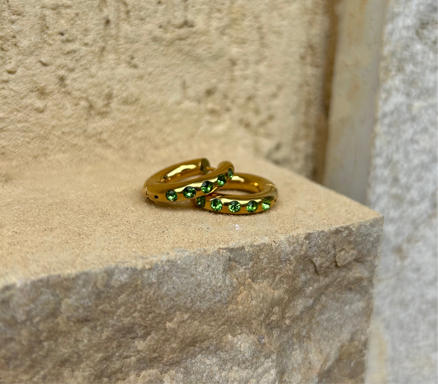 Waterproof 18K gold-plated stainless steel earrings with zircon stones, minimalist women’s jewelry Lebanon