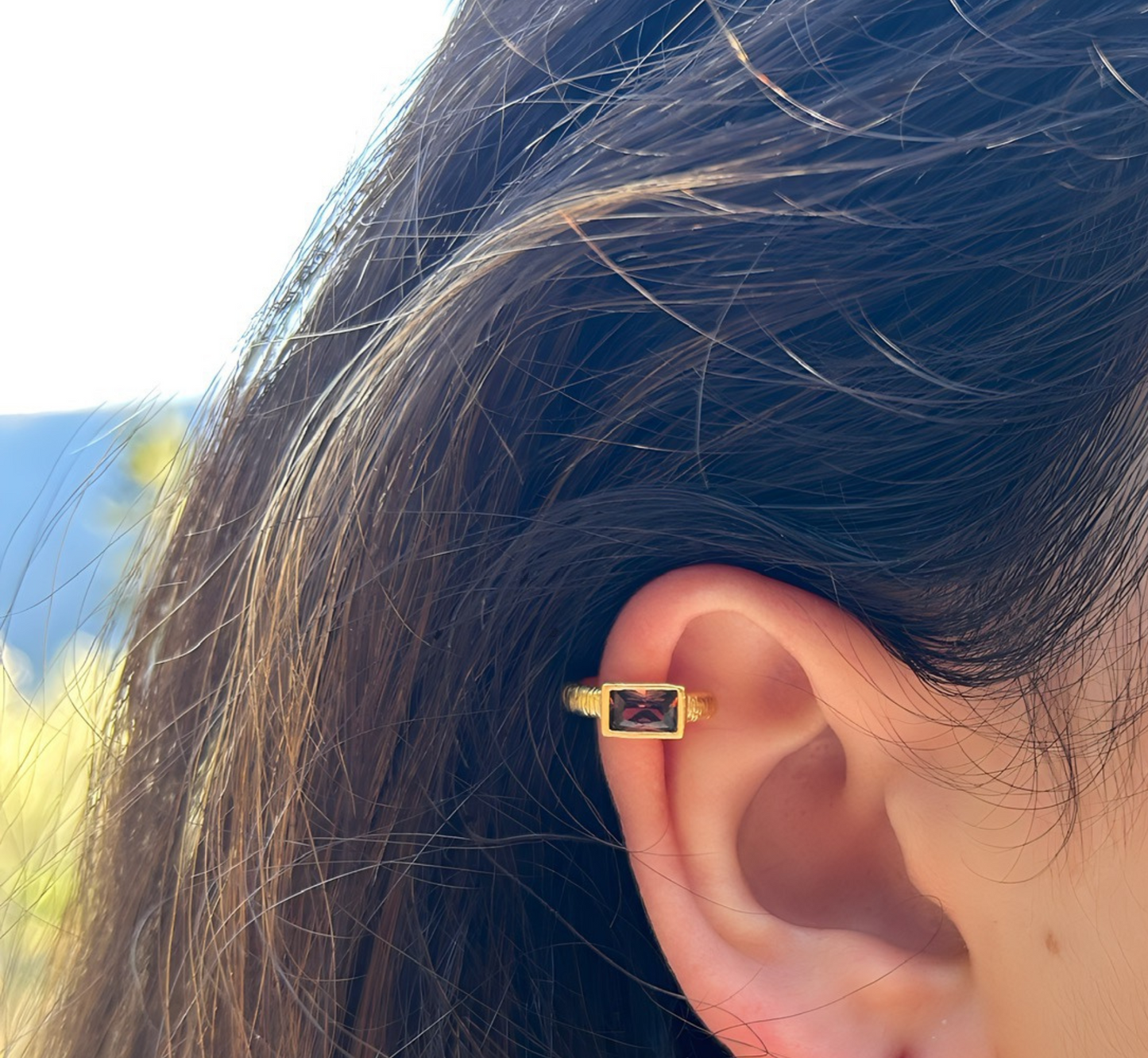 Amar – Gold Non-Piercing Ear Cuffs with Amethyst