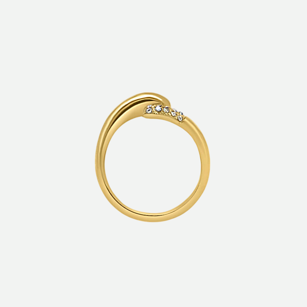 Ivy – Gold Bypass Ring with Diamond Zircon