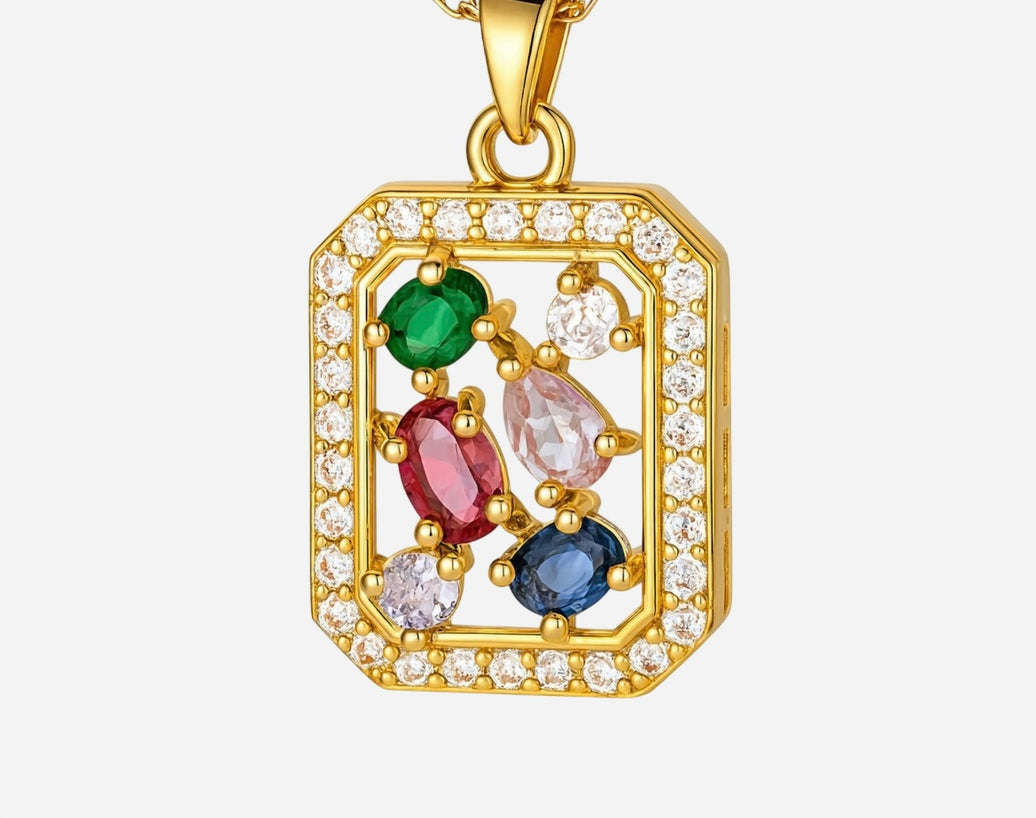 Taleen – Gold Necklace with Multicolor Stones