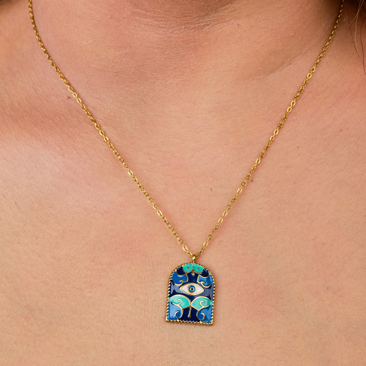 Rita – Protective Evil Eye Enamel Gold Necklace