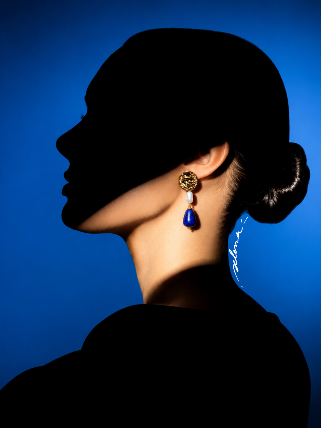 Selena – Gold Drop Earrings with Lapis Lazuli and Pearls