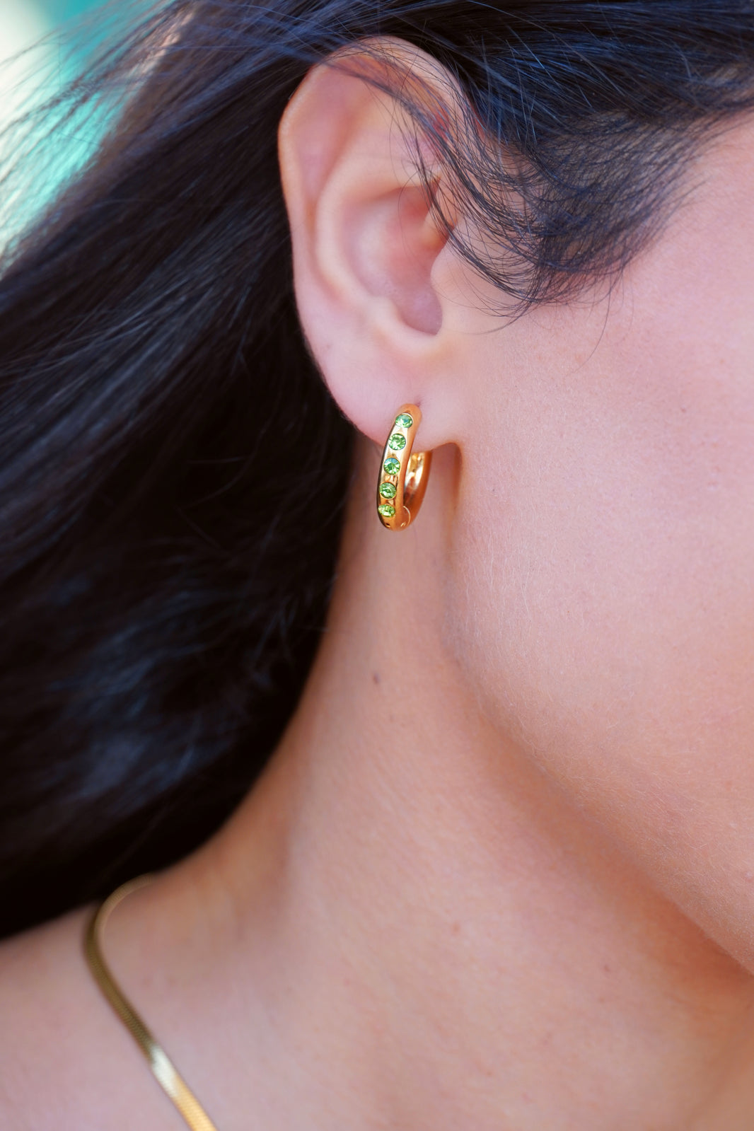 Waterproof 18K gold-plated stainless steel earrings with zircon stones, minimalist women’s jewelry Lebanon