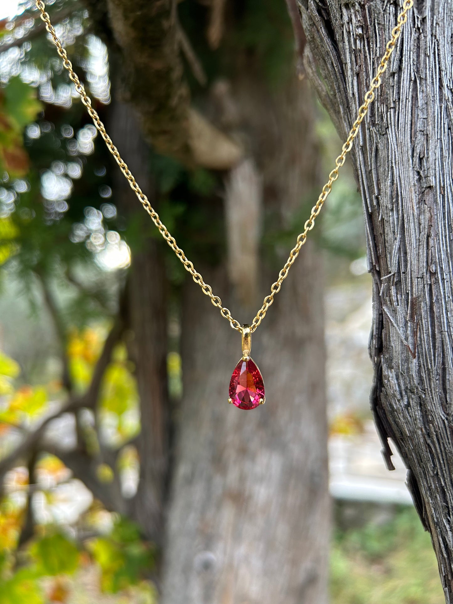 Waterproof 18K PVD gold-plated stainless steel birthstone necklace available in eight gemstone options, women’s jewelry Lebanon