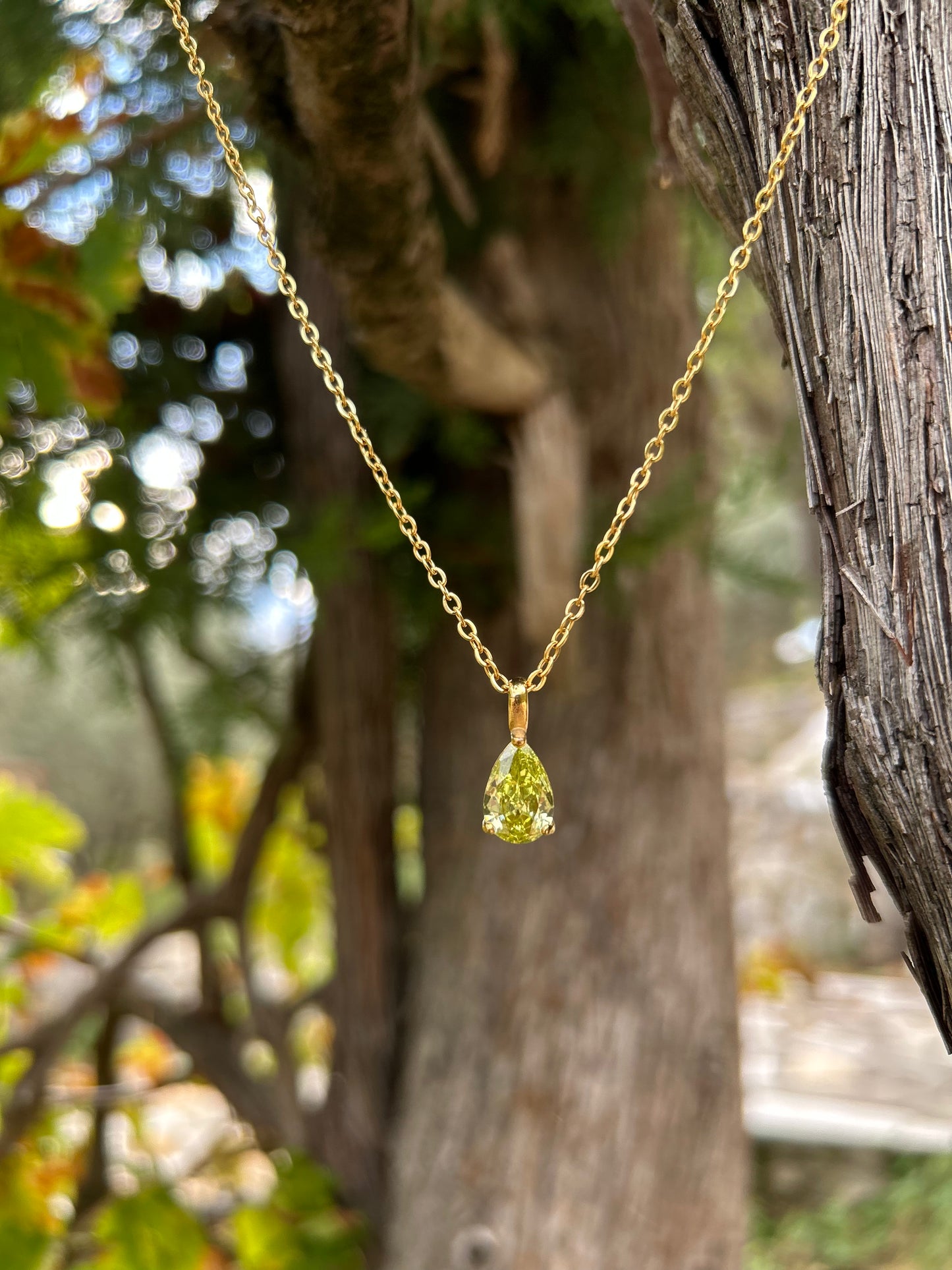 Waterproof 18K PVD gold-plated stainless steel birthstone necklace available in eight gemstone options, women’s jewelry Lebanon