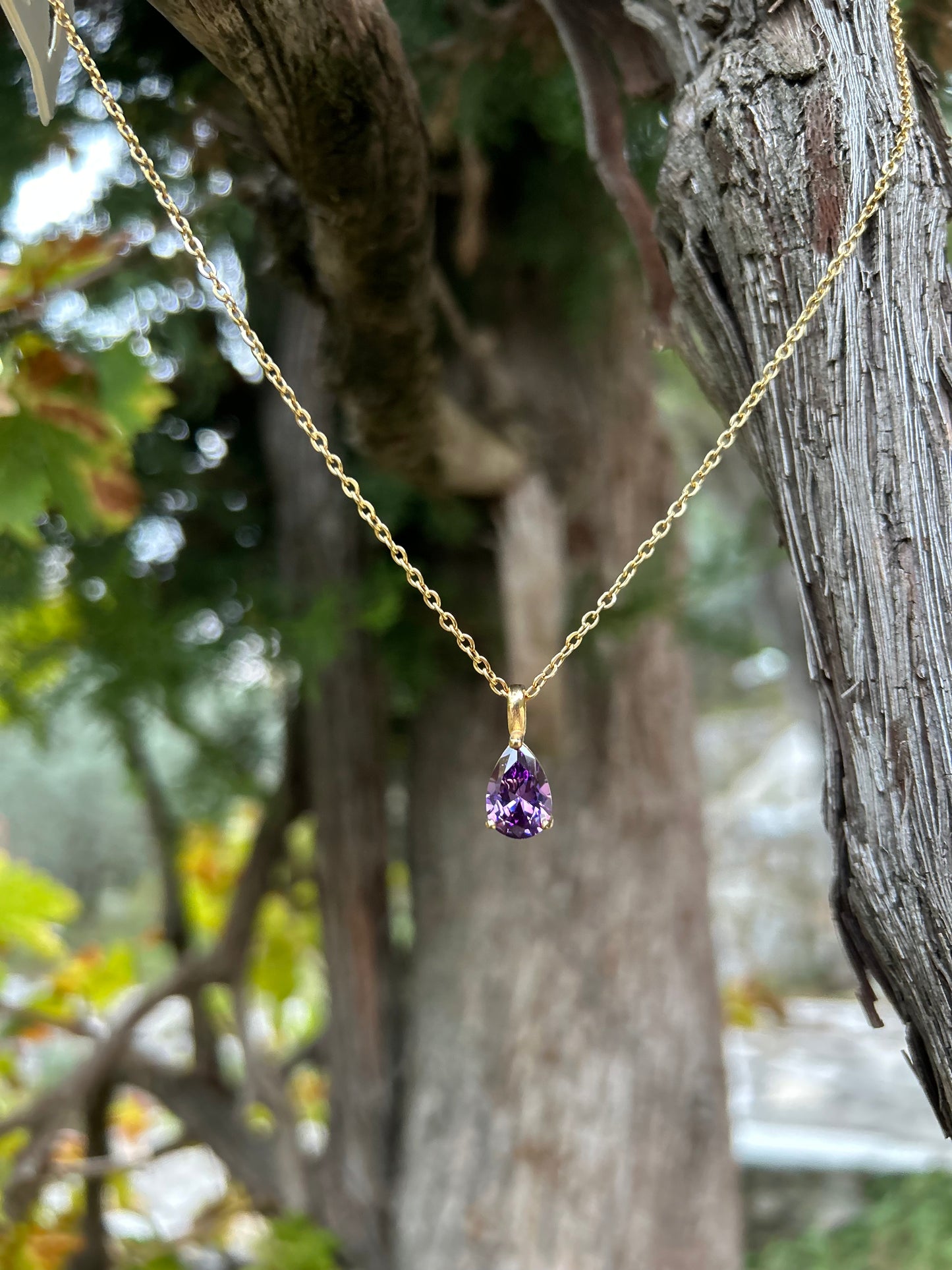 Waterproof 18K PVD gold-plated stainless steel birthstone necklace available in eight gemstone options, women’s jewelry Lebanon