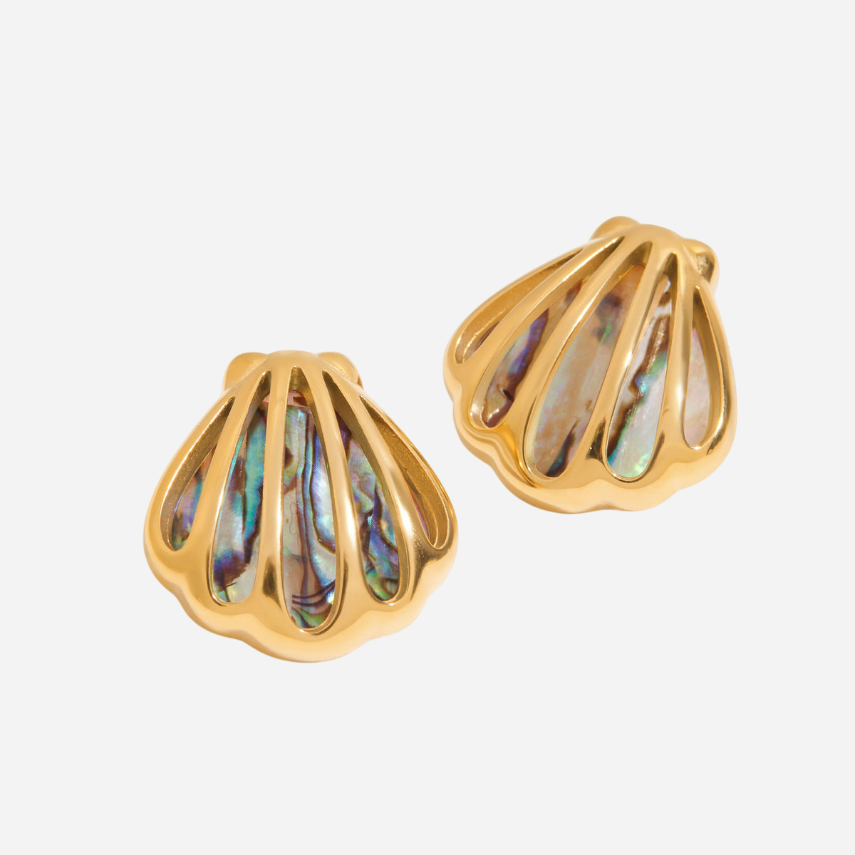 Serena – Seashell Stud Earrings with Natural Abalone Shell