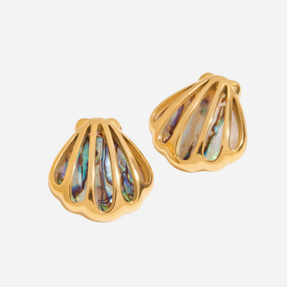 Serena – Seashell Stud Earrings with Natural Abalone Shell
