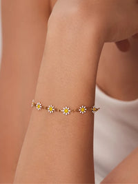 Daisy Bracelet - Hand-Painted White & Yellow Enamel