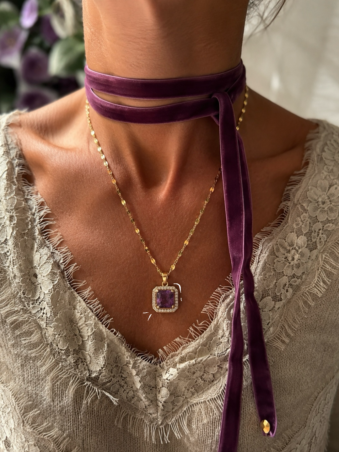 Samara – Gold Necklace with Amethyst