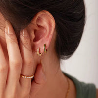 Sydney – Gold Huggie Hoop Earrings with Diamond Zircon