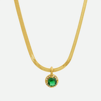 Elise – Gold Snake Necklace with Amethyst or Emerald