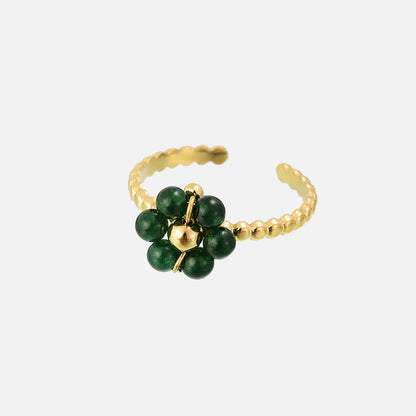Flora – Sunflower Ring with Emerald Zircon