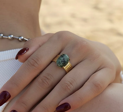 Merissa – Gold Ring with Natural Turquoise