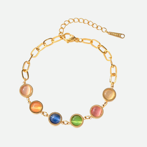 Leana Bracelet - Gold Necklace with Multicolor Gemstones