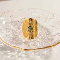 Sally – Gold Sunburst Ring with Natural Turquoise