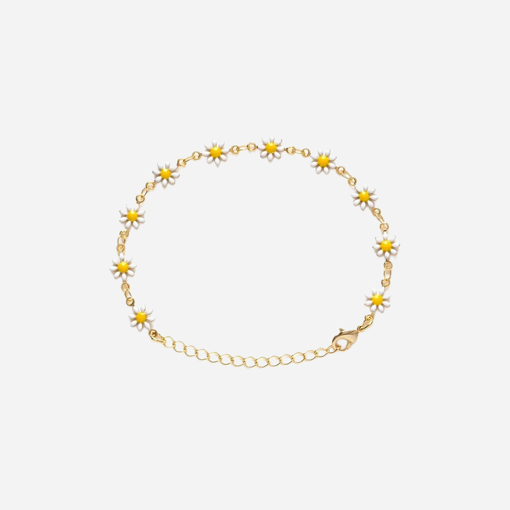 Daisy Bracelet - Hand-Painted White & Yellow Enamel