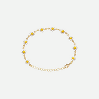 Daisy Bracelet - Hand-Painted White & Yellow Enamel