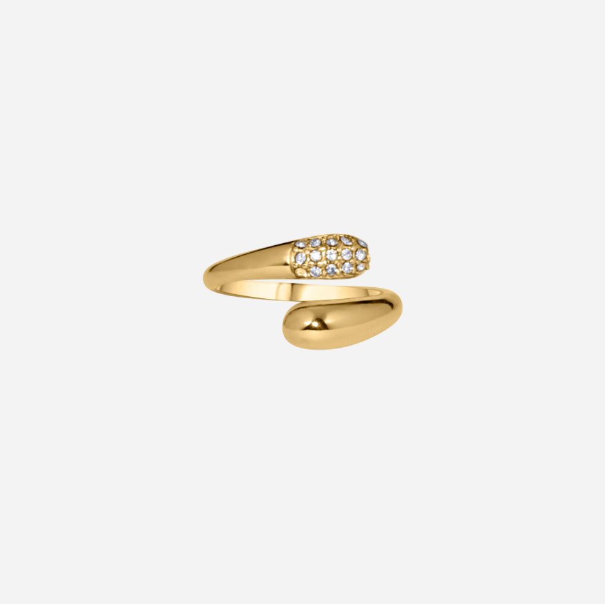 Ivy – Gold Bypass Ring with Diamond Zircon