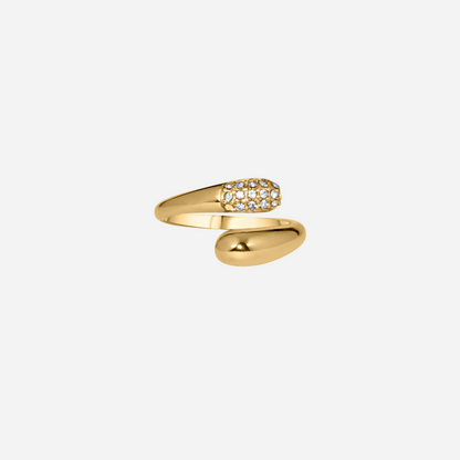 Ivy – Gold Bypass Ring with Diamond Zircon