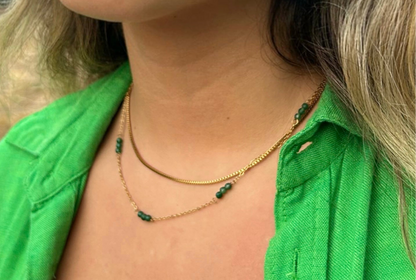 Waterproof 18K gold-plated stainless steel necklace with emerald zircon stones, adjustable women’s statement jewelry Lebanon
