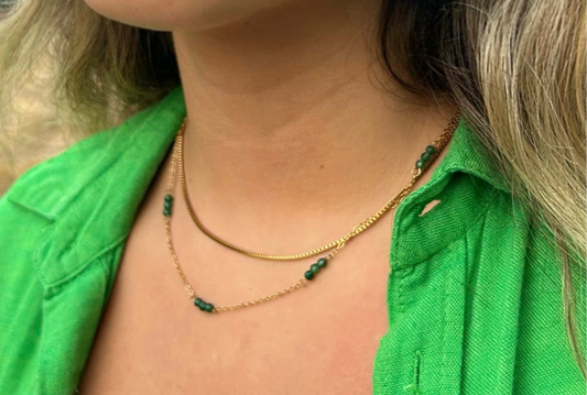 Waterproof 18K gold-plated stainless steel necklace with emerald zircon stones, adjustable women’s statement jewelry Lebanon