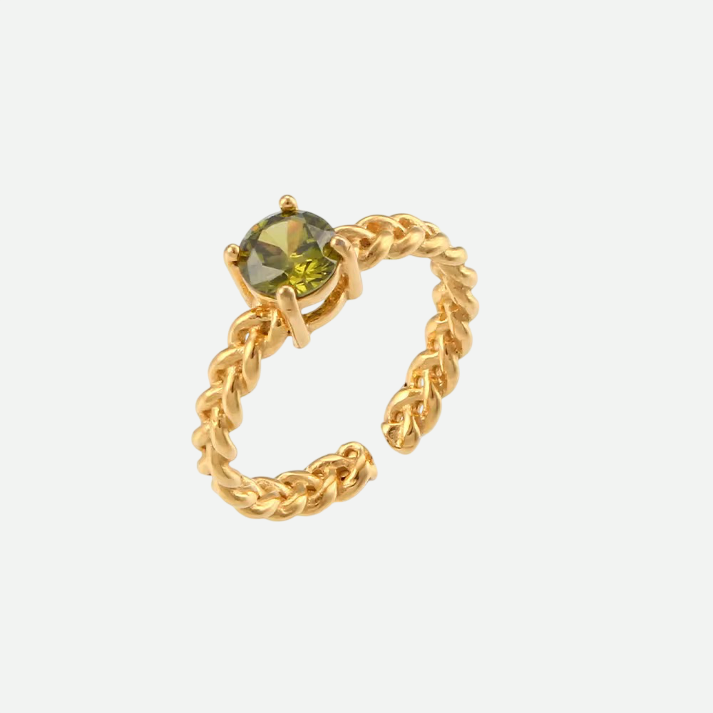 Luna – Gold Ring with Amethyst, Emerald, or Rose Stones