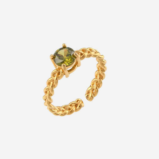 Luna – Gold Ring with Amethyst, Emerald, or Rose Stones