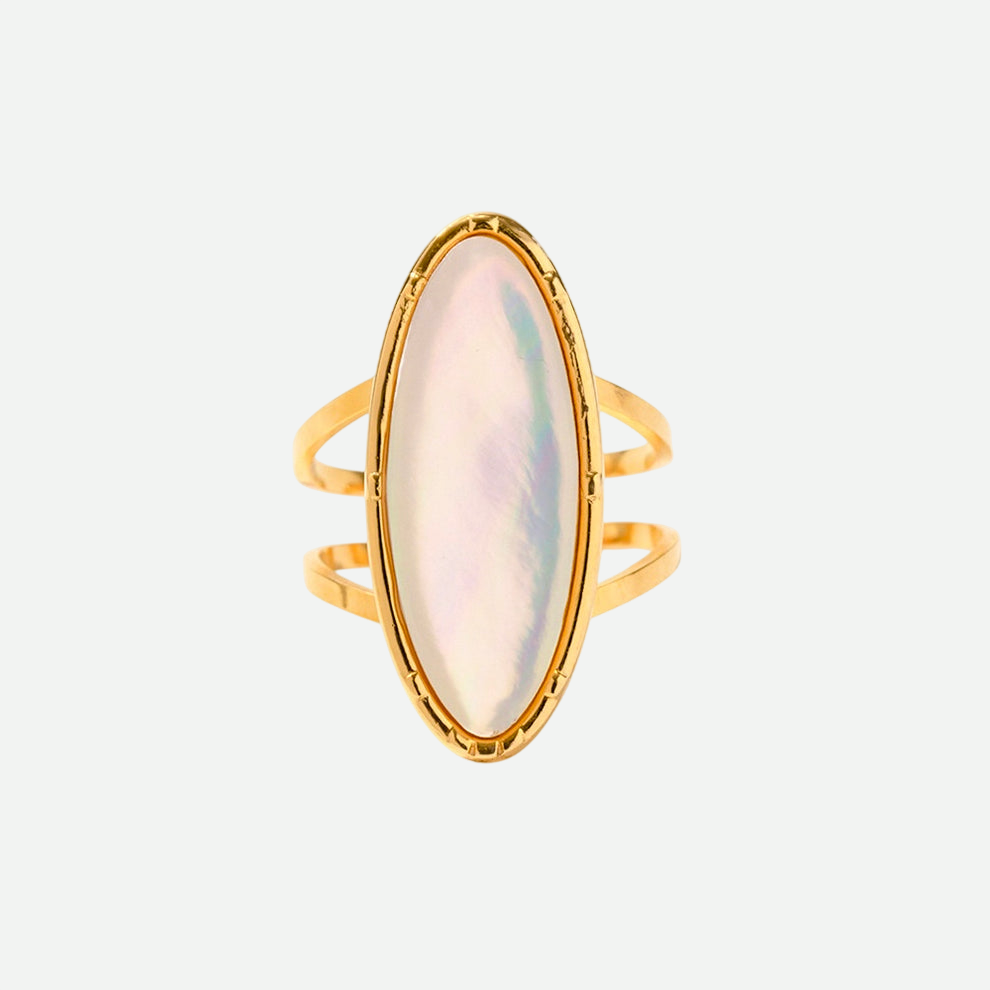 Aurora – Gold with Natural White Shell Ring