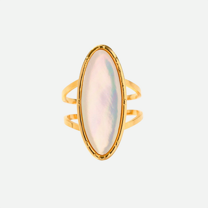 Aurora – Gold with Natural White Shell Ring