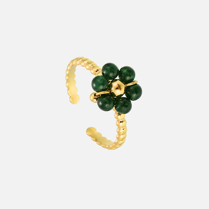 Flora – Sunflower Ring with Emerald Zircon