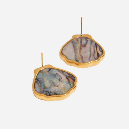Serena – Seashell Stud Earrings with Natural Abalone Shell