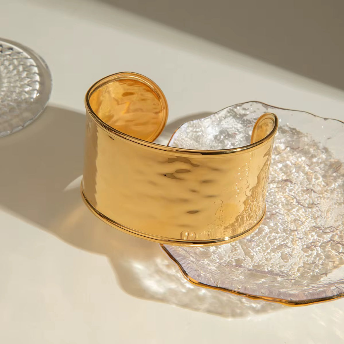 Katherine Bangle - Gold Hammered Cuff Bangle