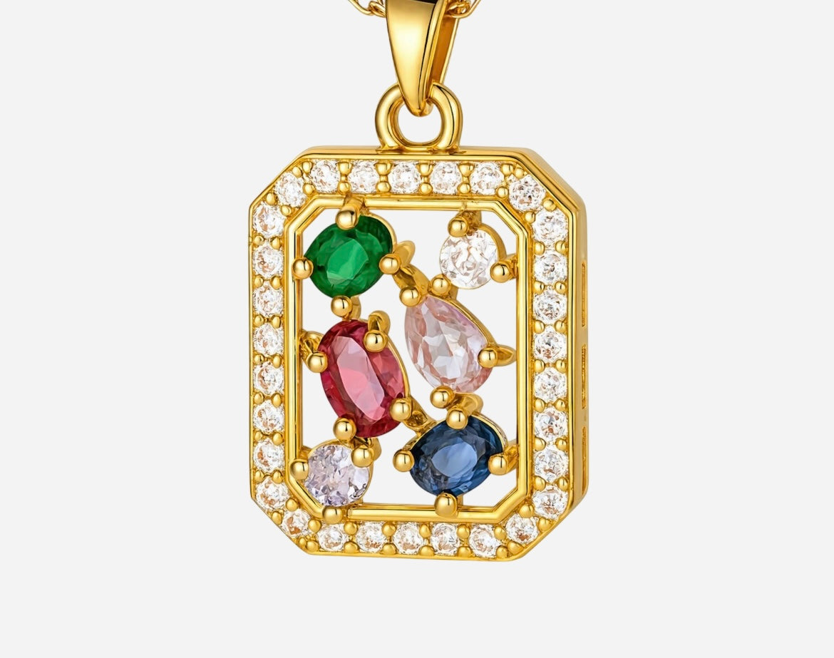 Taleen – Gold Necklace with Multicolor Stones