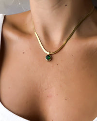 Elise – Gold Snake Necklace with Amethyst or Emerald