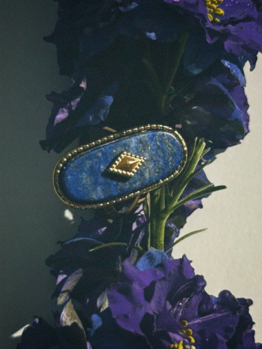 Waterproof and Adjustable 18K gold-plated Lapis Lazuli Ring for women in Lebanon
