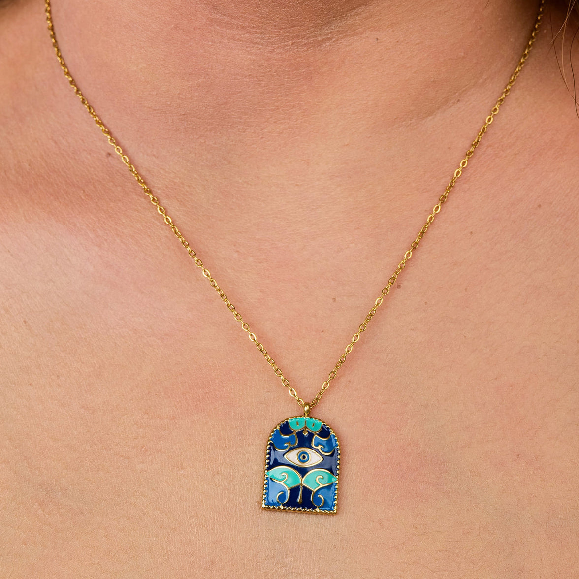 Rita – Protective Evil Eye Enamel Gold Necklace