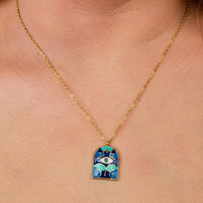 Rita – Protective Evil Eye Enamel Gold Necklace