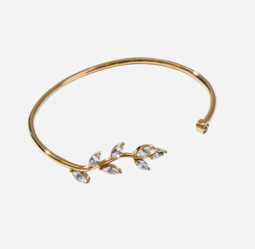 Sophia – Gold Bangle with Diamond Zircon