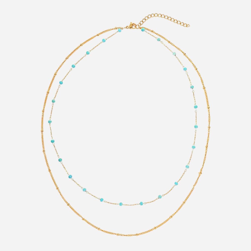 Nadia – Gold Necklace with Natural Turquoise Stone