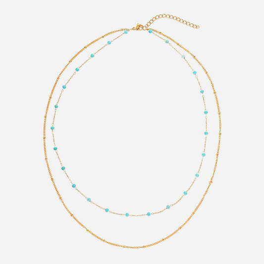 Nadia – Gold Necklace with Natural Turquoise Stone