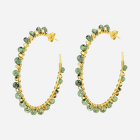 Maria – Gold Hoop Earrings with Lapis Lazuli Stones