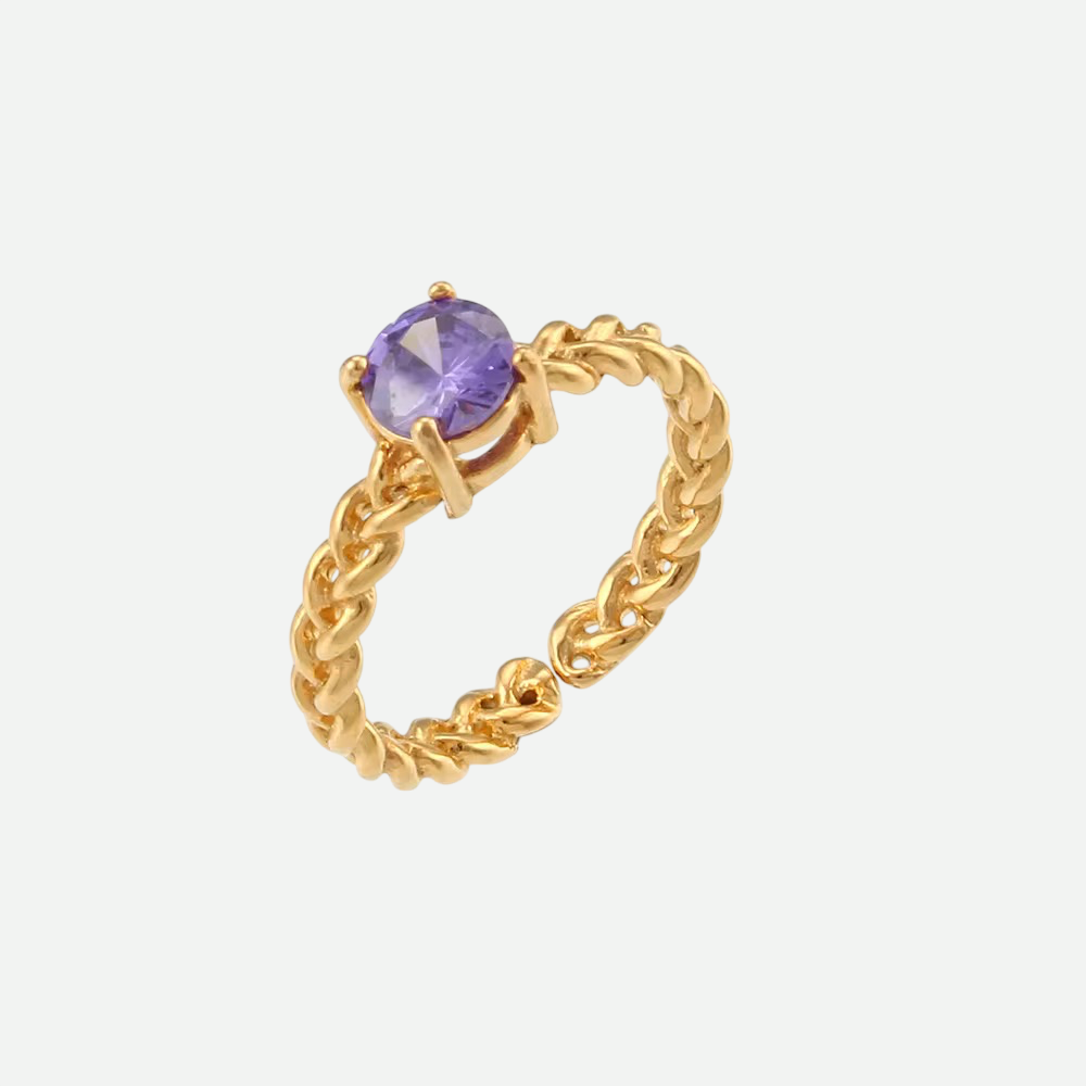 Luna – Gold Ring with Amethyst, Emerald, or Rose Stones