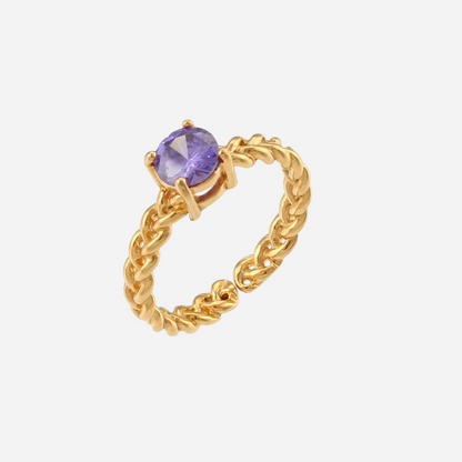Luna – Gold Ring with Amethyst, Emerald, or Rose Stones