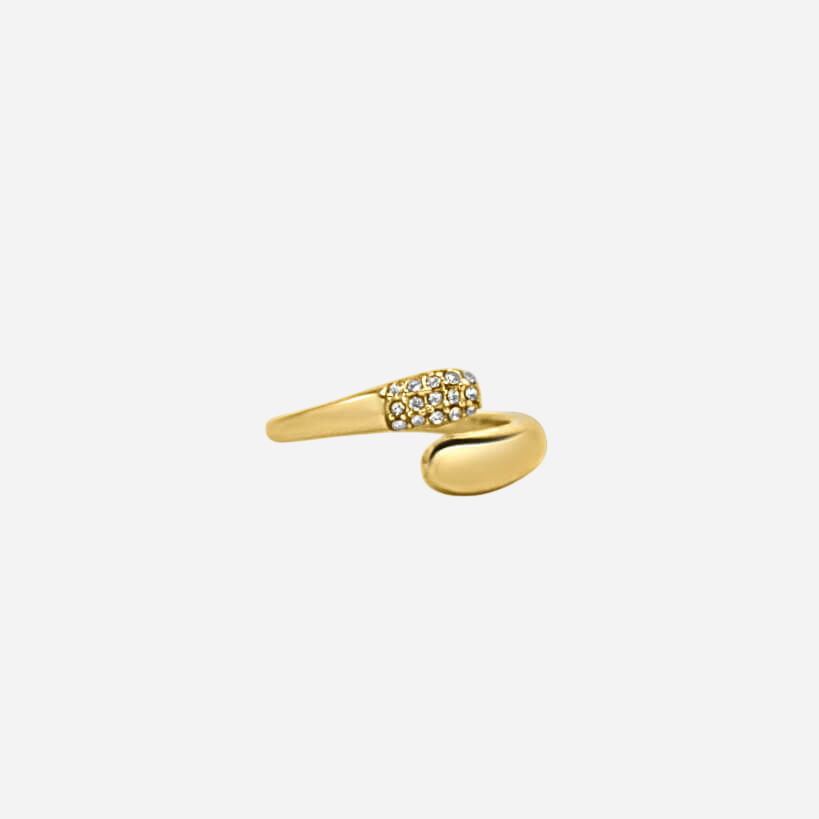 Ivy – Gold Bypass Ring with Diamond Zircon