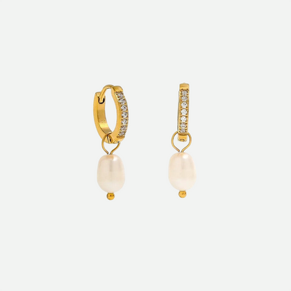 Amelia – Gold Drop Earrings with Pearls and Diamond Zircon