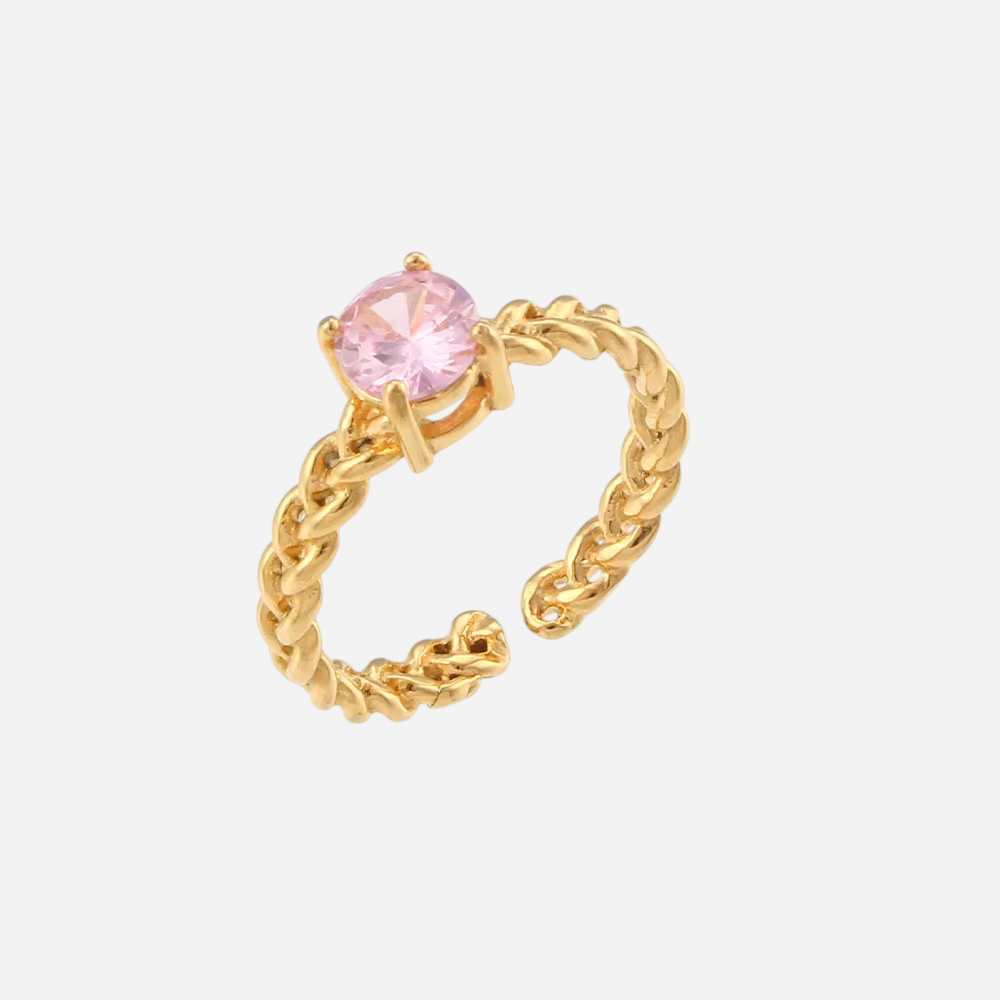 Luna – Gold Ring with Amethyst, Emerald, or Rose Stones