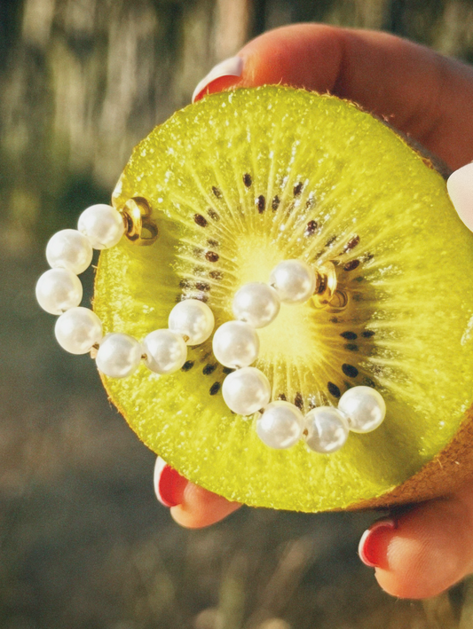 Waterproof 18K gold-plated stainless steel pearl hoop earrings with simulated white pearls, women’s jewelry Lebanon