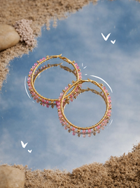 Maria – Gold Hoop Earrings with Lapis Lazuli Stones