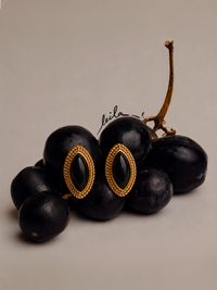 Leila Earrings - Gold and Black Agate Oval Studs
